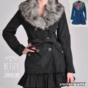 Betsey Johnson trench coat navy blue xs ,s